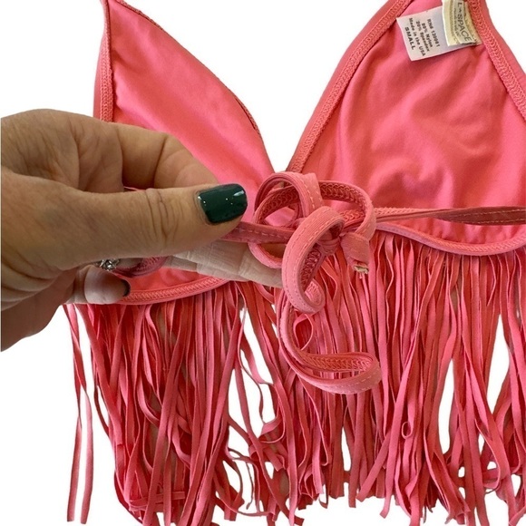 l*Space Audrey Fringe Halter Bikini Top in Watermelon - Picture 12 of 14